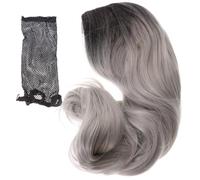 Veemoon Perruque Cosplay Longue Ondulée Noire Bouclée Pour Femme Style Anime Perruque Grise Cheveux Synthétiques