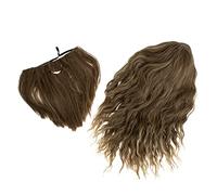 Veemoon Perruque Halloween Homme Avec Barbe Longue Bouclée Brun Pour Cosplay - Costume De Fête Et Jeu De Rôle - Accessoires De Déguisement Pour Adultes