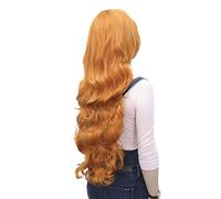 Veemoon Perruque Orange Longue à Frange Perruques Lisses Et Ondulées Pour Femmes Accessoires Cheveux Cosplay