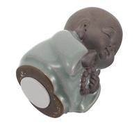 Veemoon Petite Figurine de Bouddha en Céramique, Statue de Moine Bouddhiste Compacte et Décorative, Décoration Intérieure pour Bureau, Salon ou Espace de Contemplation, Ornement Spirituel