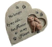 Veemoon Pierre Tombale Commémorative pour Chats en Résine Résistante Statuette Cœur Ange pour Jardin Extérieur Monument Funéraire Solide pour Animaux de Compagnie Ornement Souvenir