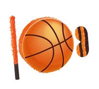 Veemoon Piñata Basket-ball en Carton Résistant Décorée Papier Crépon Coloré, 1 Set avec Bâton et Bandeau, Jeu Interactif pour Fête D’anniversaire Thème Sport, Articles de Fête Garçon