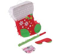 Veemoon Piñata Chaussette de Noël à Suspendre, Remplissable de Bonbons avec Corde à Tirer, Papier Renforcé, Accessoire Festif pour Fête D'anniversaire ou Fête de Noël