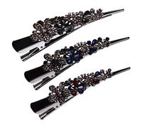 Veemoon Pince à Cheveux En Strass Lot De 3 Grosse Taille Bleu Foncé Gris Multicolore Éclatante Pour Femmes Filles Usage Quotidien