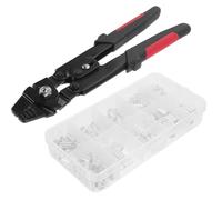 Veemoon Pince à Sertir en Acier Inoxydable Coupe-câbles, Kit 150 Viroles Aluminium 8 Formes, Outil de Sertissage pour Câbles Métalliques, Outil Manuel Portable pour Pêche et Travaux