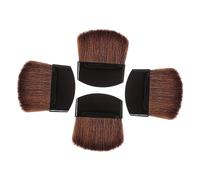 Veemoon Pinceaux à Maquillage Visage 4 Pièces Petit Pinceau Plat Rond pour Poudre Compacte Blush Poils Doux Manche Noir Usage Cosmétique Quotidien Femmes