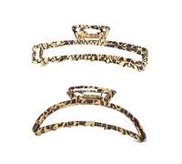 Veemoon Pinces à Cheveux Antidérapantes 2 Pcs Grandes Griffes Métalliques Motif Léopard Pour Femmes Cheveux Épais Fins Usage Quotidien Bureau La Cuisine Salle De Bain