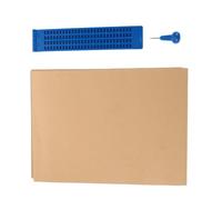 Veemoon Planche D’Écriture Braille 4 Lignes 28 Cellules Bleu Foncé avec Stylet et 20 Feuilles Outil Éducatif Braille pour Malvoyants Kit Complet D’Apprentissage à Domicile Centre