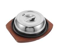 Veemoon Plaque à Steak en Fonte 19 Cm Ronde, Poêle à Griller avec Couvercle Anti-projections, Plat de Service Chaud Polyvalent pour Barbecue Cuisine Intérieure Professionnelle