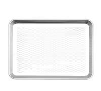 Veemoon Plaque de Cuisson Rectangulaire Perforée Antirouille en Acier Inoxydable Argenté, Plat à Four Pratique pour Barbecue et Rôtissage, Contenant Alimentaire Résistant, Ustensile