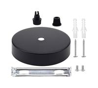 Veemoon Plaque de Luminaire de Plafond Ronde en Plastique et Fer Noir, Accessoire Élégant Suspendre Lumineuse, Kit DIY Polyvalent pour Chambre Adulte