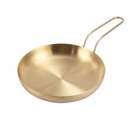 Veemoon Plateau à Steak en Acier Inoxydable Doré Poignée Plat Rond pour Desserts et Grillades Accessoire Cuisine Polyvalent pour Maison et Restaurant Facile à Nettoyer pour Repas et