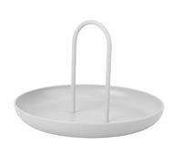 Veemoon Plateau de Rangement Rond Gris Blanc en Plastique pour Bureau et Couloir, Plateau Multi-usages pour Clés, Bijoux et Petits Objets, Accessoire Décoratif Fonctionnel pour Maison