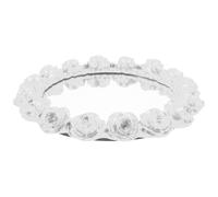 Veemoon Plateau Décoratif en Résine Blanc Perle Bordure Fleur de Rose Miroir Plateau Multifonction pour Bijoux à Parfum pour Commode pour Décoration Intérieure