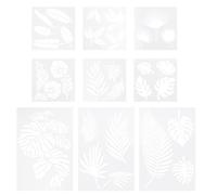 Veemoon Pochoirs de Peinture à Thème Végétal 9 Pièces, Pochoirs D'impression Réutilisables en Plastique, Motifs Feuilles Vertes pour Décoration Murale, DIY Garçon et Filles et Artisanat