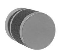 Veemoon Poignée à Bouton Tournant Dissimulée pour Porte, Verrou de Sécurité Unilatéral à Pêne Dormant, Finition Gris Mat et Cuir Noir, Accessoire pour Chambre, Salon et Porte Intérieure,