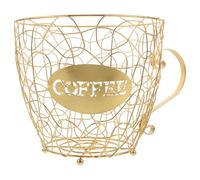 Veemoon Porte-Capsules Espresso en Fer Doré Panier de Rangement de Tasse Support Multifonction pour Capsules de Café et Corbeille à Fruits Organisateur Compact Cuisine et Bar