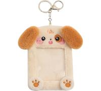 Veemoon Porte Carte Peluche pour Bus Étui Suspendu Protecteur Visible pour Cartes Identité Accessoire Pratique pour Enseignants et Étudiants Porte Clés Décoratif Forme de Chien Marron