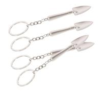 Veemoon Porte-clés Accessoires Décoratifs en Alliage de Zinc Argenté Lot de 4 Forme Pelle, Finition Soignée et Ponçage Lisse pour Paquet à Main ou Paquet à Dos