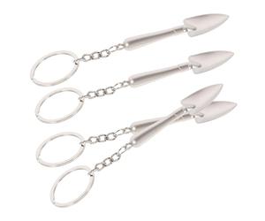 Veemoon Porte-clés Accessoires Décoratifs en Alliage de Zinc Argenté Lot de 4 Forme Pelle, Finition Soignée et Ponçage Lisse pour Paquet à Main ou Paquet à Dos