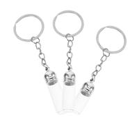 Veemoon Porte-clés Bouteilles en Verre Transparent Argenté 3 Pièces pour Huiles Essentielles Bouchon Acrylique et Design Multifonction pour Paquet à Dos et Présents