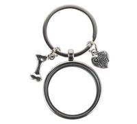 Veemoon Porte-clés commémoratif en Poils de Chien - Médaillon Souvenir en Poils d'animal avec Breloques cœur et Patte - Cadeau de condoléances pour la Perte d'un Chien (Argent)