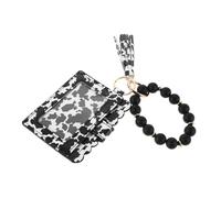 Veemoon Porte-clés en Perles De Silicone avec Pompon, Porte-Monnaie, Porte-clés en Grain De Vache, Petit Portefeuille, Porte-Cartes en PU, Pochette pour Pièces De Monnaie, pour Un Usage