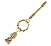 Veemoon Porte-Clés Statuette Singe du Zodiaque en Laiton Solide avec Bâton du Roi Singe Pendentif Amulette pour Paquet à Main Portefeuille et Porte-Clés de Voiture Accessoire Décoratif