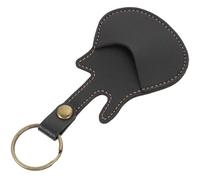Veemoon Porte-médiator Guitare en PU Noir avec Chaîne Porte-clés Portable