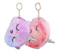 Veemoon Porte-Monnaie Licorne en Peluche Doux Fermeture Éclair, Lot De 2, Petit Accessoire pour Filles, Femmes Et Usage Quotidien, Format Compact