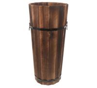 Veemoon Porte-Parapluies en Bois Carbonisé Support de Parapluies Long et Court Seau de Rangement Moyen Organisateur pour Entrée Couloir et Rangement de Cannes Bois Résistant aux