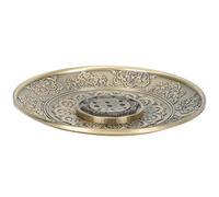 Veemoon Porte-Parfum en Bronze à 9 Trous Plateau Lotus Support pour Bâtonnets D’Parfum Décor Classique pour Contemplation Yoga Spa et Maison Accessoire Pratique pour Cendres et