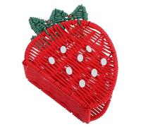 Veemoon Porte Serviettes Fraise Imitation Rotin Support Papier Freestanding Conteneur Boîte Rangement pour Cuisine Salle à Manger Décor Maison