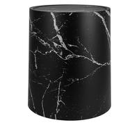 Veemoon Poubelle Ménagère 12L en Plastique Imitation Marbre Couvercle Basculant Poubelle Pratique Cuisine Salle de Bain et Bureau Design Double Couche Noir