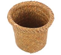 Veemoon Poubelle Tressée en Jonc de Mer Naturelle Corbeille à Papier Ronde Petite Panier de Rangement Polyvalent pour Salle de Bain Bureau Cuisine Panier à Déchets Écologique Solide