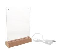 Veemoon Présentoir à Menu Autoportant en Acrylique Transparent 20 Cm avec Socle en Bois Stable, Support Photo et Porte-Affiche Polyvalent pour Bureau, Restaurant et Événements Spéciaux