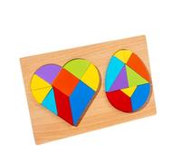 Veemoon Puzzle Tangram en Bois 1 Set Formes Cœur et Œuf Combinées, Jeu Éducatif D’Association Géométrique, Interactif Montessori pour Garçon et Filles, Apprentissage Sensoriel