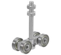 Veemoon Rail de Porte Coulissante en Acier Inoxydable 2,5 Cm de Large, Ensemble de Chariot à 4 Roulettes Silencieuses Boulon Amovible, Galet de Guidage pour Portes de Cabanon et Grange,