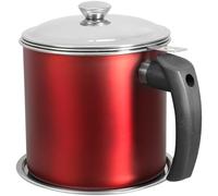 Veemoon RéCipient à Graisse En Acier Inoxydable De 1.3L Avec Passoire Fine Stockage D'Huile Friture Bocal - IdéAl Pour Stocker Et Filtrer L'Huile De Cuisson En Couvercle Anti-PoussièRe