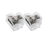 Veemoon Répartiteur De Pour Voiture Bloc De Distribution Audio 3 Voies 2 Pièces En Alliage De Zinc Compatible Câbles 4/0 4 Et 8 Transparent Pour Systèmes Audio Automobiles Et Bateaux