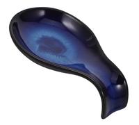 Veemoon Repose-Cuillère en Céramique Bleue Vintage Coupelle à Sauce Résistante aux Températures Extrêmes Petit Bol pour Trempette et Condiments Accessoire Pratique pour Accompagnements