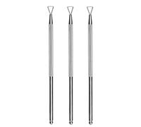 Veemoon Repousse-cuticules Inox 3 Pièces, Grattoir Double Face Triangulaire et Rond, Outil Professionnel pour Ongles Incarnés et Retrait Vernis, Usage Manucure à Domicile