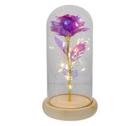 Veemoon Rose Artificielle Lumineuse LED sous Cloche Verre Décorative pour Saint-Valentin Lampe Ambiance Romantique sans Batterie Cadeau Maison et Fête des Mères