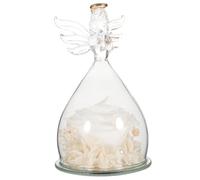 Veemoon Rose Éternelle sous Cloche en Verre avec Statue d'ange Décor de Fleurs Préservées Blanc Ornement Romantique pour Anniversaire et Décoration Intérieure Présent Saint-Valentin