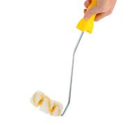 Veemoon Rouleau à Peinture Tubulaire Anti-incendie 3 Roues Manche, Fibres Polyester et Fer, Brosse à Rouleau Arquée Jaune pour Surfaces Courbes et Tuyaux, Outil Peinture Professionnel