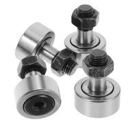 Veemoon Roulement à Aiguilles Boulonné 4 Pièces en Acier, Palier Rigide pour Galet de Came, Roulement à Rouleaux Haute Précision, Guidage Industriel pour Machines-outils