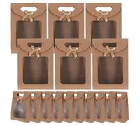 Veemoon Sachets en Papier Kraft avec Fenêtre Transparente et Noeud, Lot de 20 Pièces 14 X 20 7 Cm, Paquet D’emballage Stand-up pour Bonbons, Biscuits et Présents de Fête