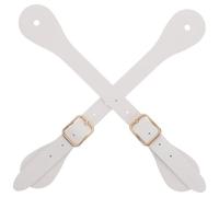 Veemoon Sangles à Éperons Réglables en Cuir Synthétique Blanc, Paire de Bretelles Élastiques Boucle Fermoir Équestre, Accessoires D’équitation Western pour Bottes Homme et Femme,