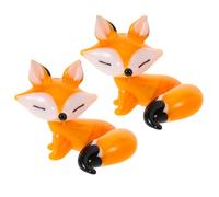Veemoon Sculpture de Renard Créative en Verre Peint Orange, Lot de 2 Petites Figurines d'animaux Miniatures Décoratives pour Intérieur, Ornements de Collection