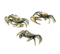 Veemoon Sculpture de table en forme de crabe en laiton, décoration vintage en forme de crabe rampant Feng Shui, figurine d'animal de richesse, ornements, insectes chanceux, petite statue de thé